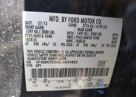 2014 Ford Explorer Xlt z USA, uszkodzony, nr VIN 1FM5K7D86EGA31823